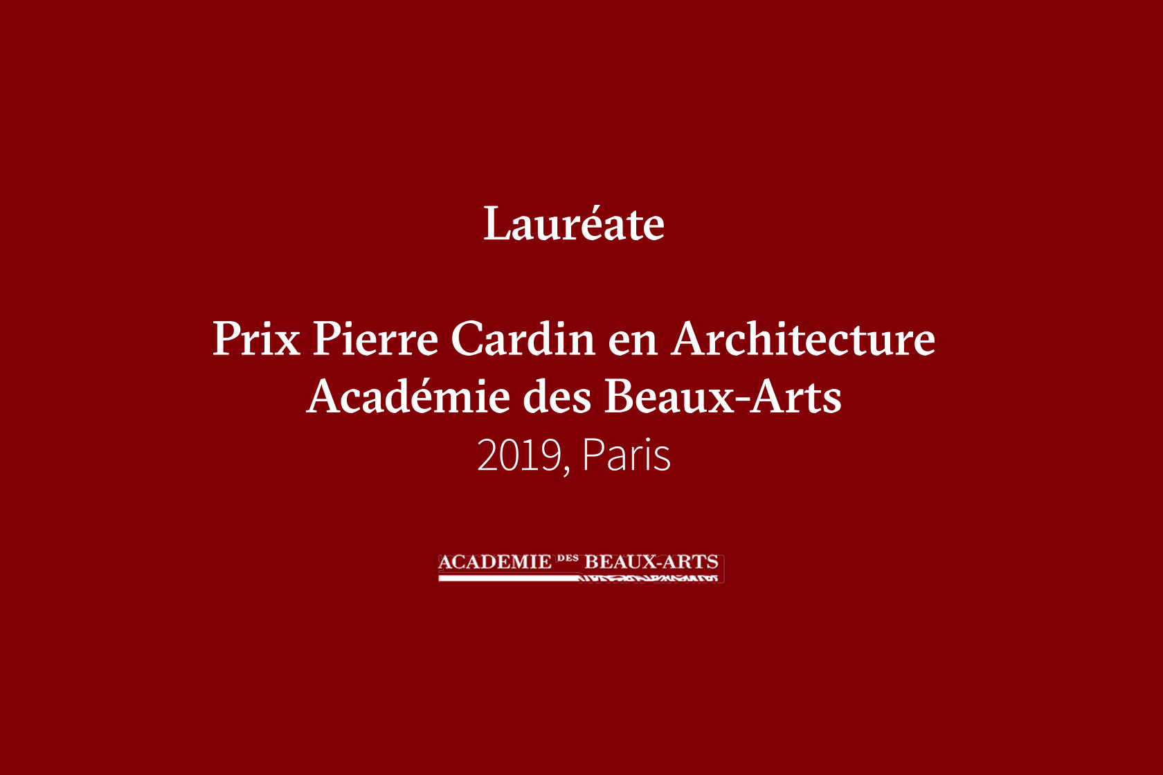 Lauréate. Prix Pierre Cardin de Académie des Beaux-Arts Lina Ghotmeh — Architecture PierreCardin_News3