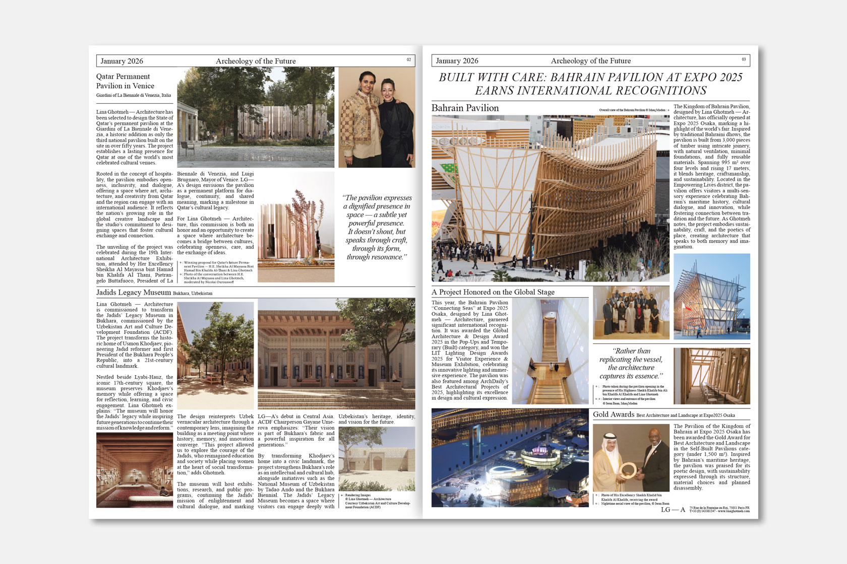 2026. Wishing you a wonderful New Year. Lina Ghotmeh — Architecture COM-WEB_NEWSPAPER2026_01